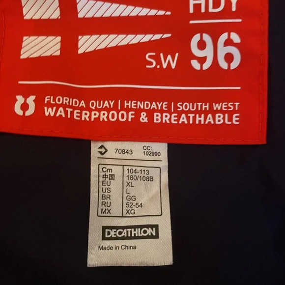 Tribord Men’s Jacket Waterproof Breathable Hood Sailing Yacht Club Coat Large - Picture 9 of 9